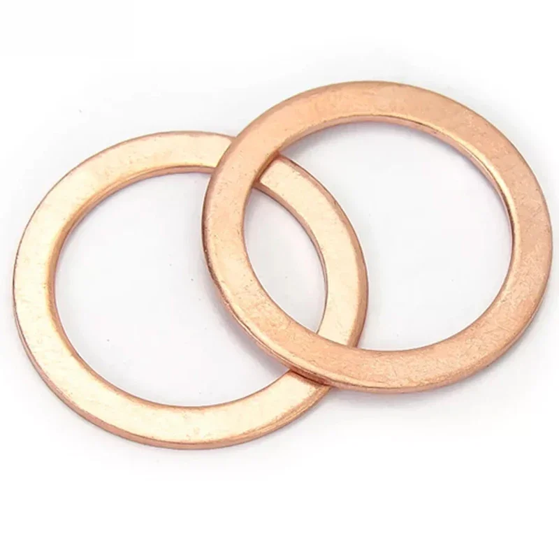 Copper Washer M3 M4 M5 M6 M8 M10 Solid Gasket Rings Flat Seal Washer Sump Plug Oil Seal Fittings Washers For Boat DIN7603