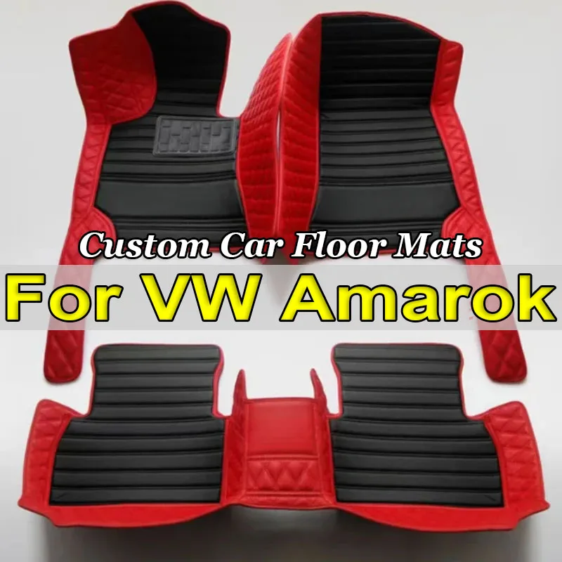 Car Mats For Volkswagen VW Amarok 2010~2022 Floor Rug Auto Interior Parts Carpet Pad Luxury Leather Mat Full Set Car Accessories