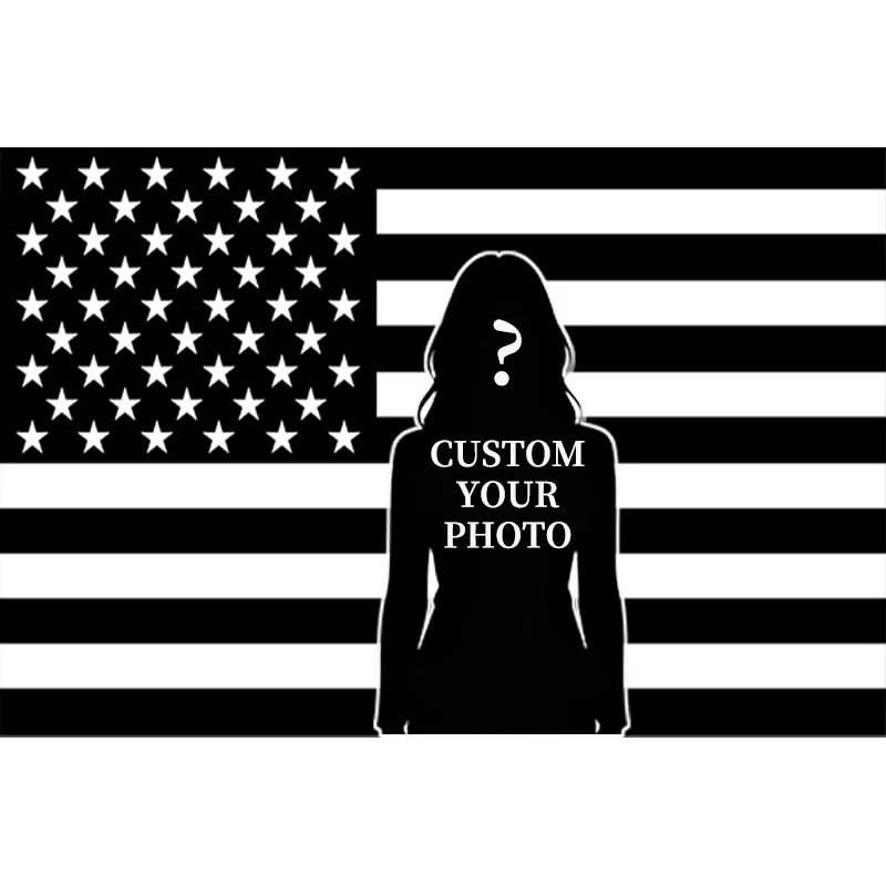 Custom 1pc Black American Flag, Single Side Printing Flag, Multi Sizes and Styles Unique Gift for Indoor Outdoor Home Decor