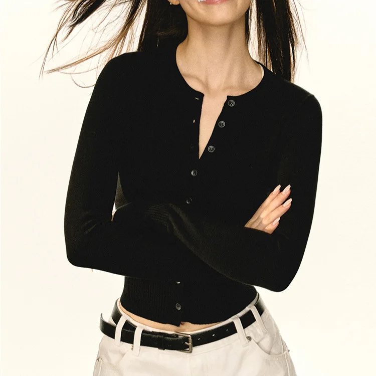 

2026 Cropped Knitted Cardigan Women's Autumn Slim Slimming Temperament Top