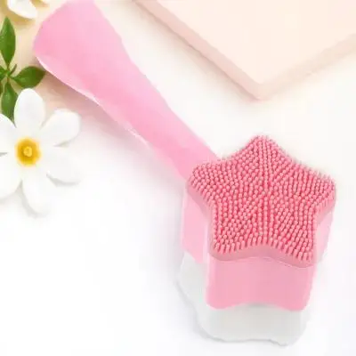 Spazzola per la pulizia del viso manuale portatile Spazzola per il viso per la pulizia del massaggio del viso leggera e durevole in plastica rosa