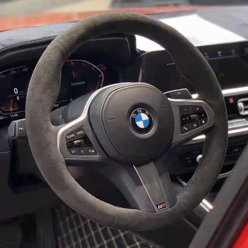 For BMW M Sport G30 G31 G32 G20 G21 G14 G15 G16 X3 G01 X4 G02 X5 G05 Hand Stitched non-slip suede Car Steering Wheel Cover