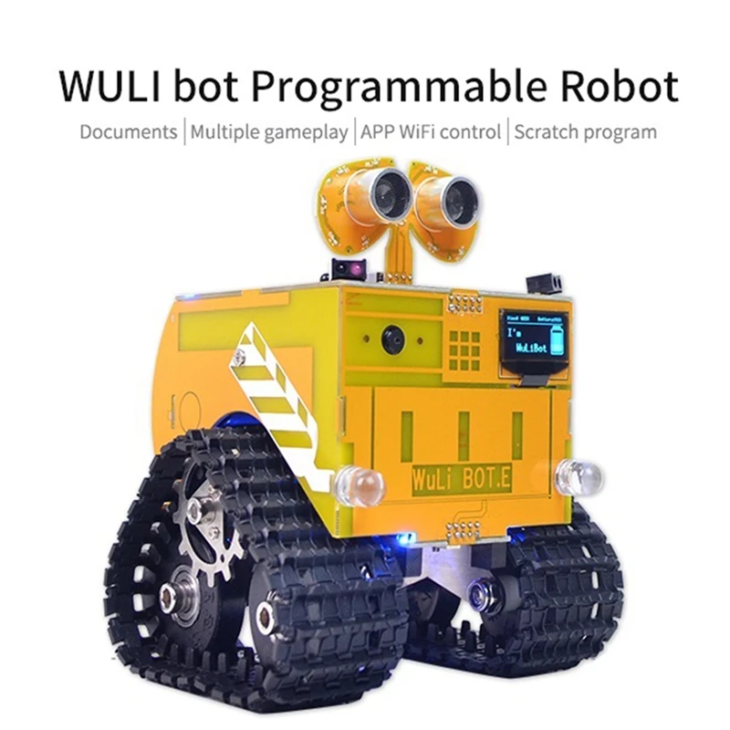 1 Piece Wulibot Programmable Robot Mixly+Scratch Dual Graphical Programming Robot Yellow With Camera