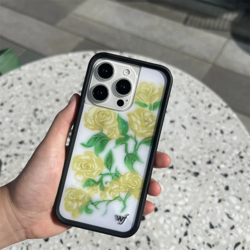 جديد Wildflower ثلاثية الأبعاد WF الزهور الطيور جراب هاتف آيفون 12 13 14 15 16 برو ماكس زائد Fundas INS غطاء الكرتون ل 15 برو 16 حالات #5