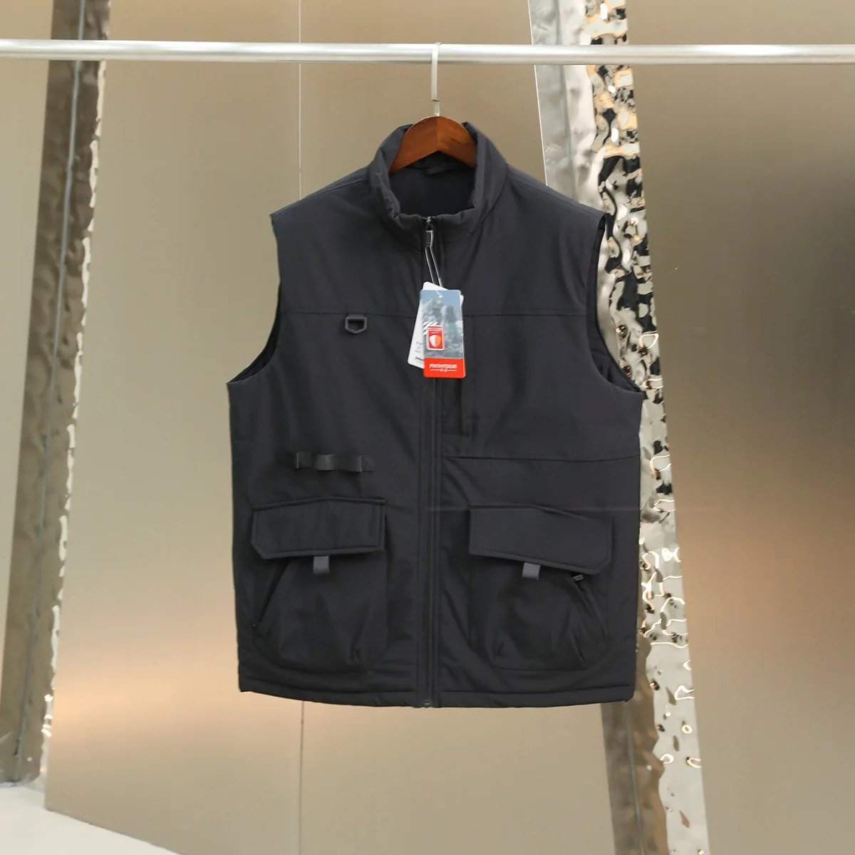 

Men's Thiened Cotton Vest Warm Hollow Fiber Stand Collar Windproof Waterproof Offline Thousand Level M Faion Urban Sle