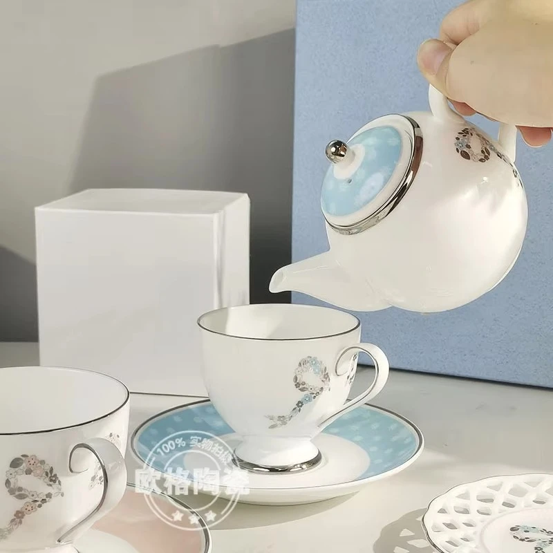 

Ceramic Bone China Cups Saucers Bowls Spoons Plates Teapots Tableware Suitable for Afternoon Tea Home Use Daily Drinking And