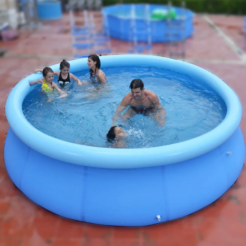 Piscina inflable redonda de PVC para niños, 180x73cm, para el hogar, al aire libre, Red con Clip, cojín grueso