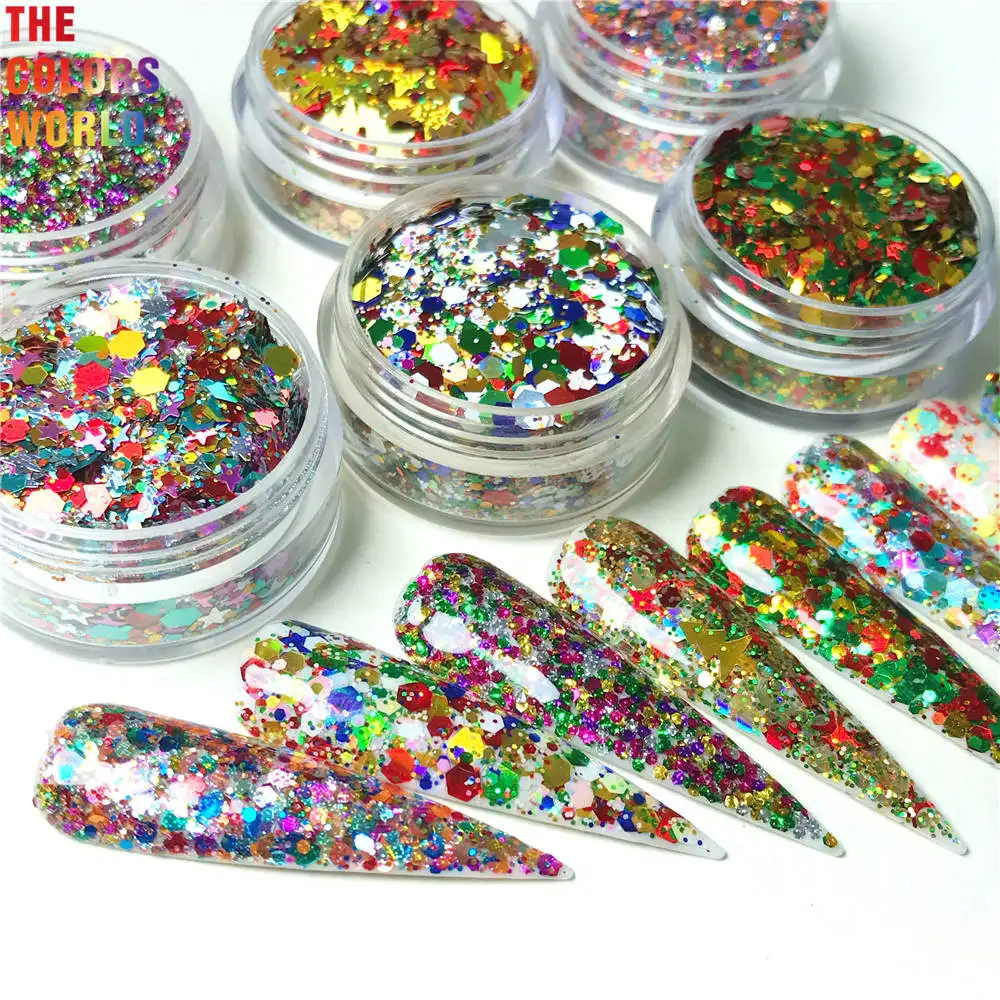 TCT-433 Christmas Mix Nail Glitter Nail Art Decoration Body Art Tumbler Crafts DIY Holidays Accessories Festival Party Supplier