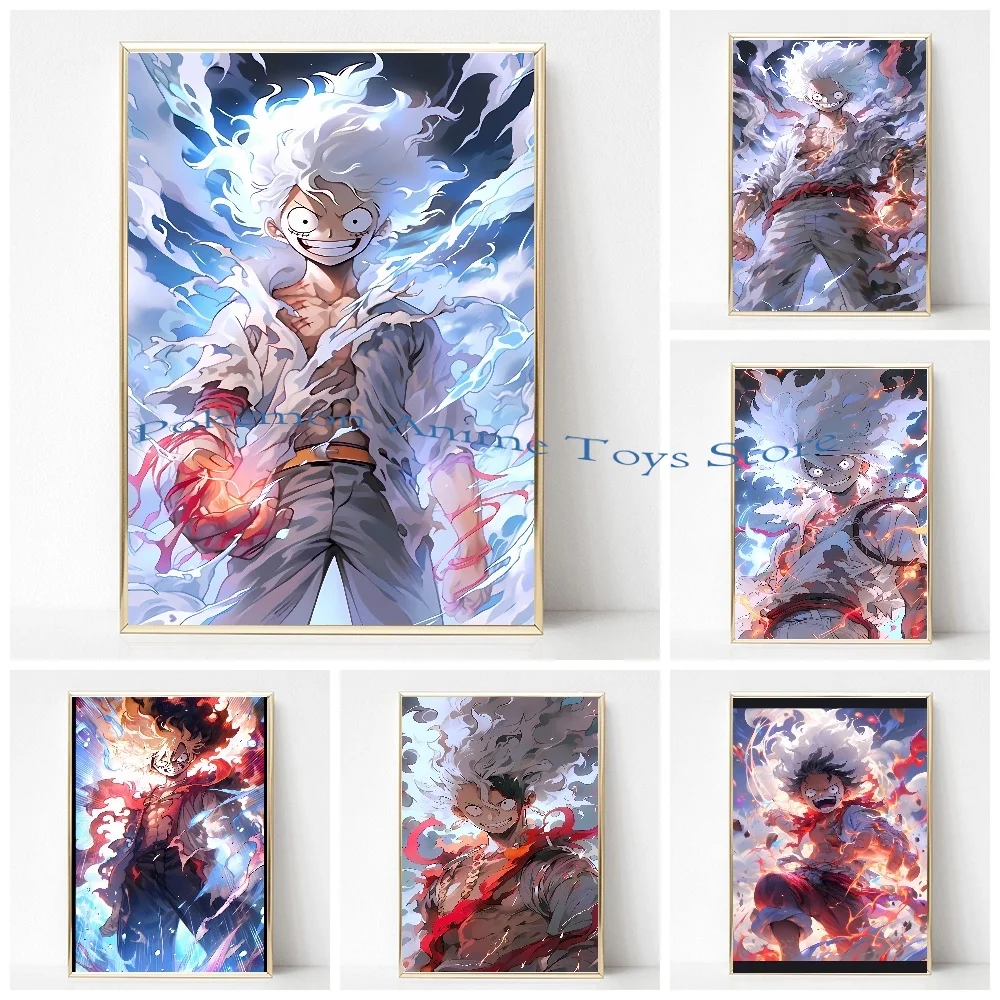 One Piece Canvas Painting Poster Luffy Gear 5 Wallpapr Cartoon Home Decoration Painting Anime Wall Art Classic Hot Blooded