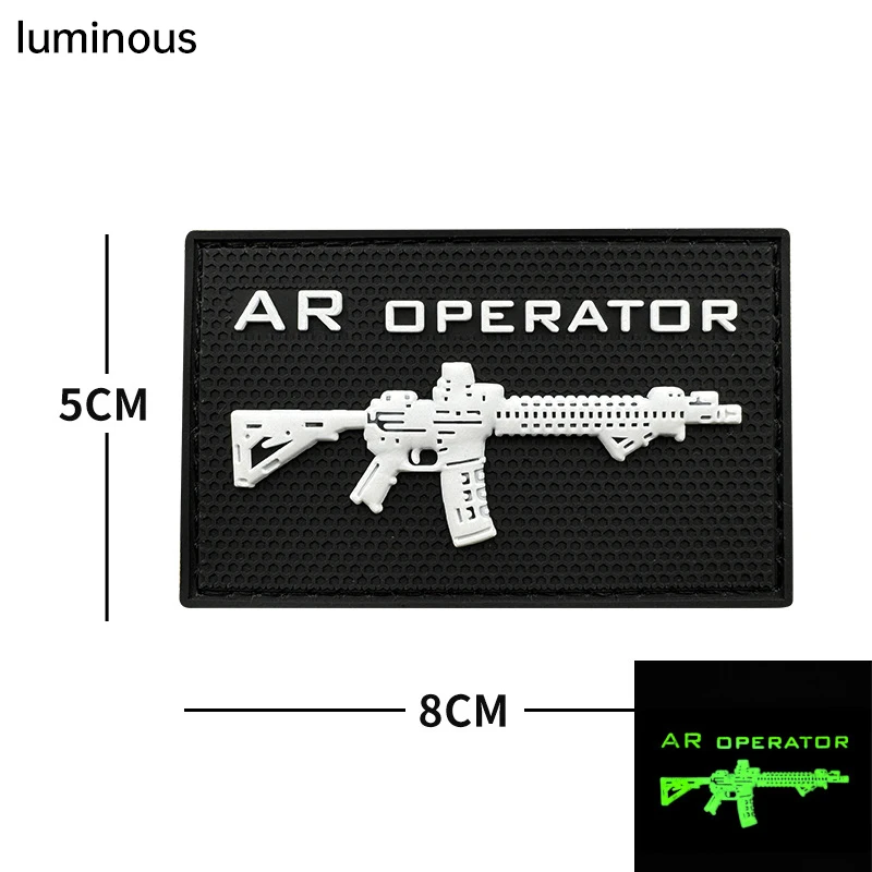 AK AR  patches hook PVC NO PAIN NO GAIN luminous Badges Soft Rubber Tactical Patch For Clothing Bag DIY Accessories