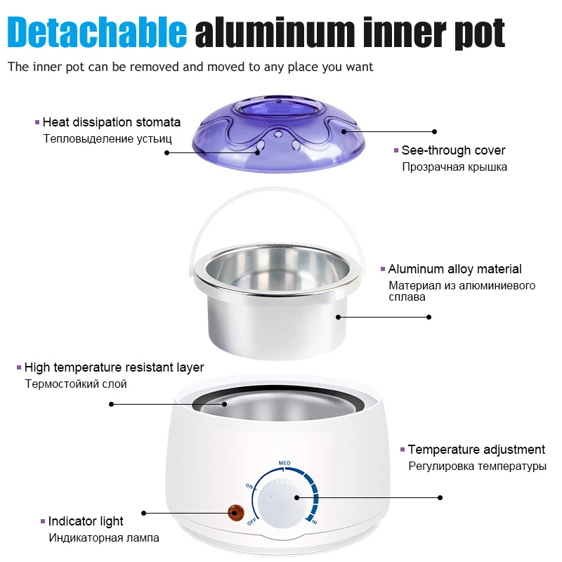 500ml Wax Machine for Hair Removal Paraffin Heater Waxing Beans Depilatory Epilator Warmer Wax-melting Pot image 5