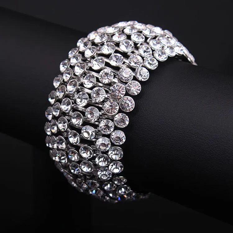 

DIY accessories Europe and the United States are exaggerated, super flash full of diamonds, metal elastic wide bracelets, bracel