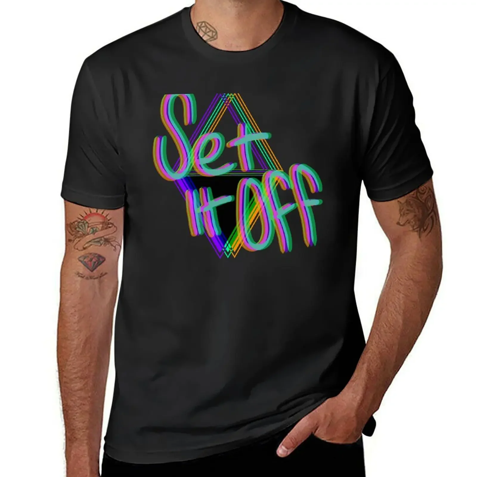 Set it Off Band Elsewhere Album Neon T-Shirt kawaii clothes Aesthetic clothing blanks men clothing