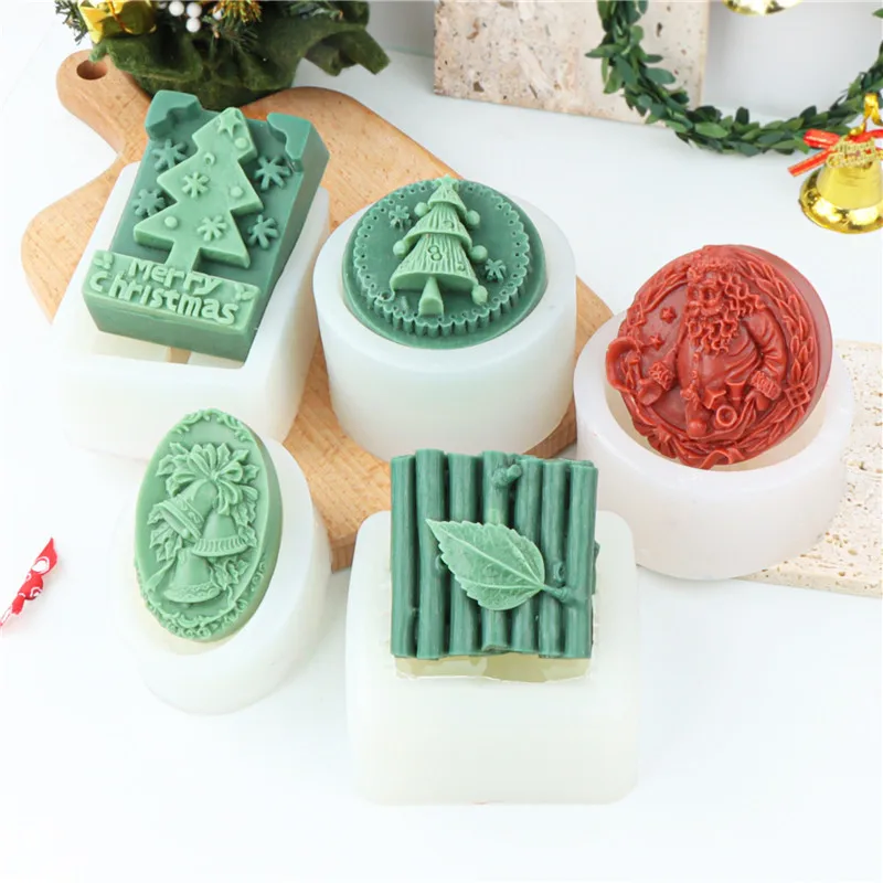 3d Weihnachts baum Glocke Kerze Silikon form DIY Weihnachts mann Weihnachts form handgemachte Kuchen Kerze Form Geschenke Handwerk Wohnkultur