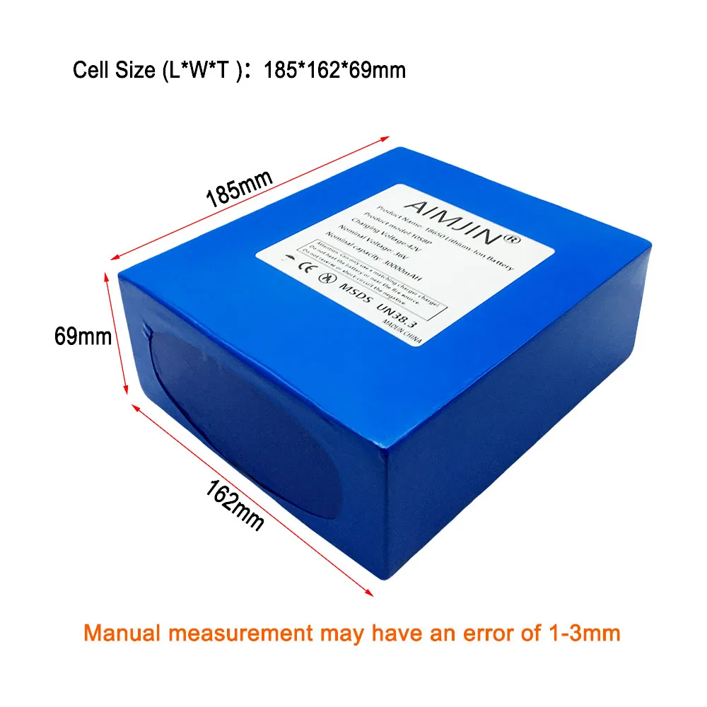 New 36V 30Ah 18650 10S8P A-class lithium battery pack, 1500W high-power built-in BMS, suitable for various energy storage backup