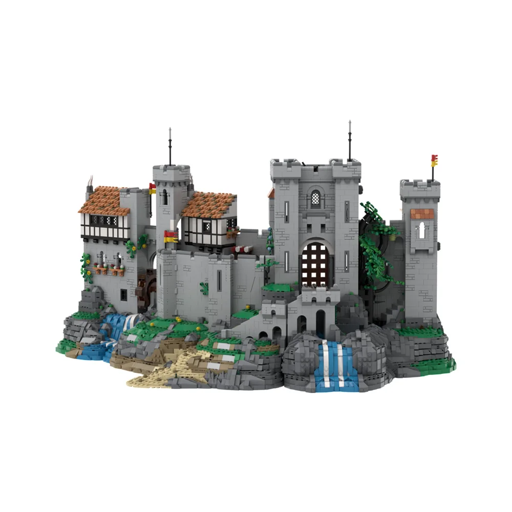 MOC Medieval Castle Lion Knightss Castle Building Blocks Model Lions Caslte Gatekeeper Tower Bricks Black Falcon Castle Toy Gift