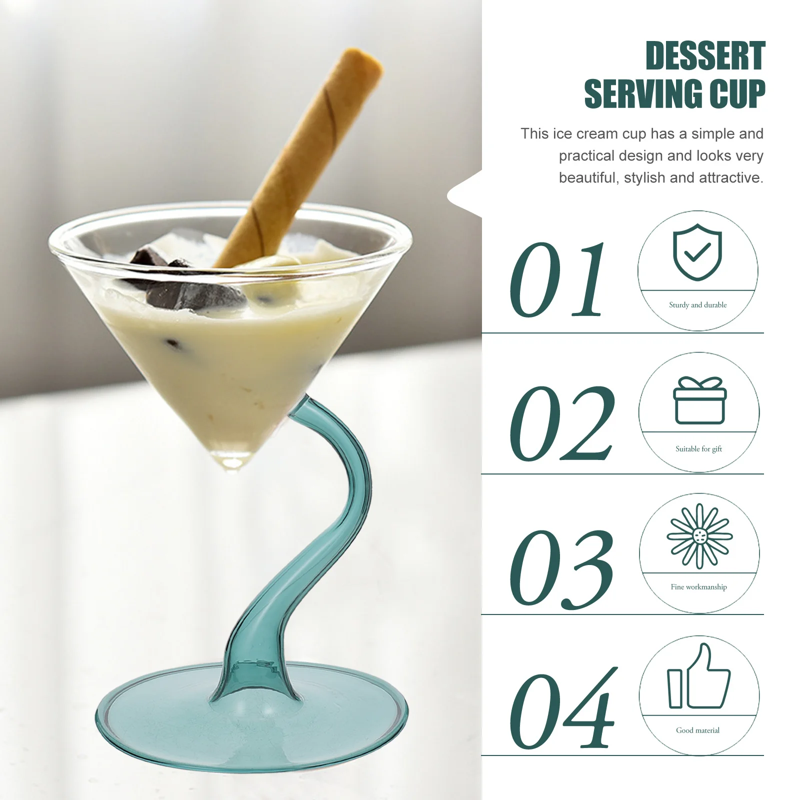 

Creative Glass Ice Cream Cup High Base Elegant Design Multi Purpose Dessert Cup for Home Party Bar Ice Cream Cups