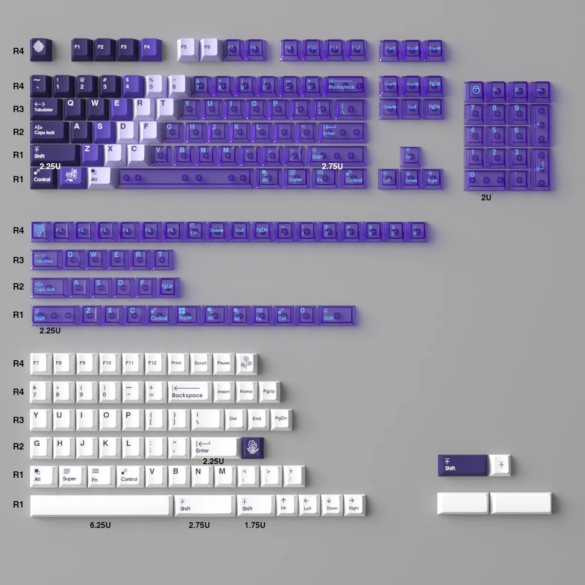 

GMK Snow Mountain Dream Purple Keycaps PBT Dye Subbed Key Caps Cherry Profile Keycap With 2.25U 2.75U 3U 7U Spacebar ISO Enter