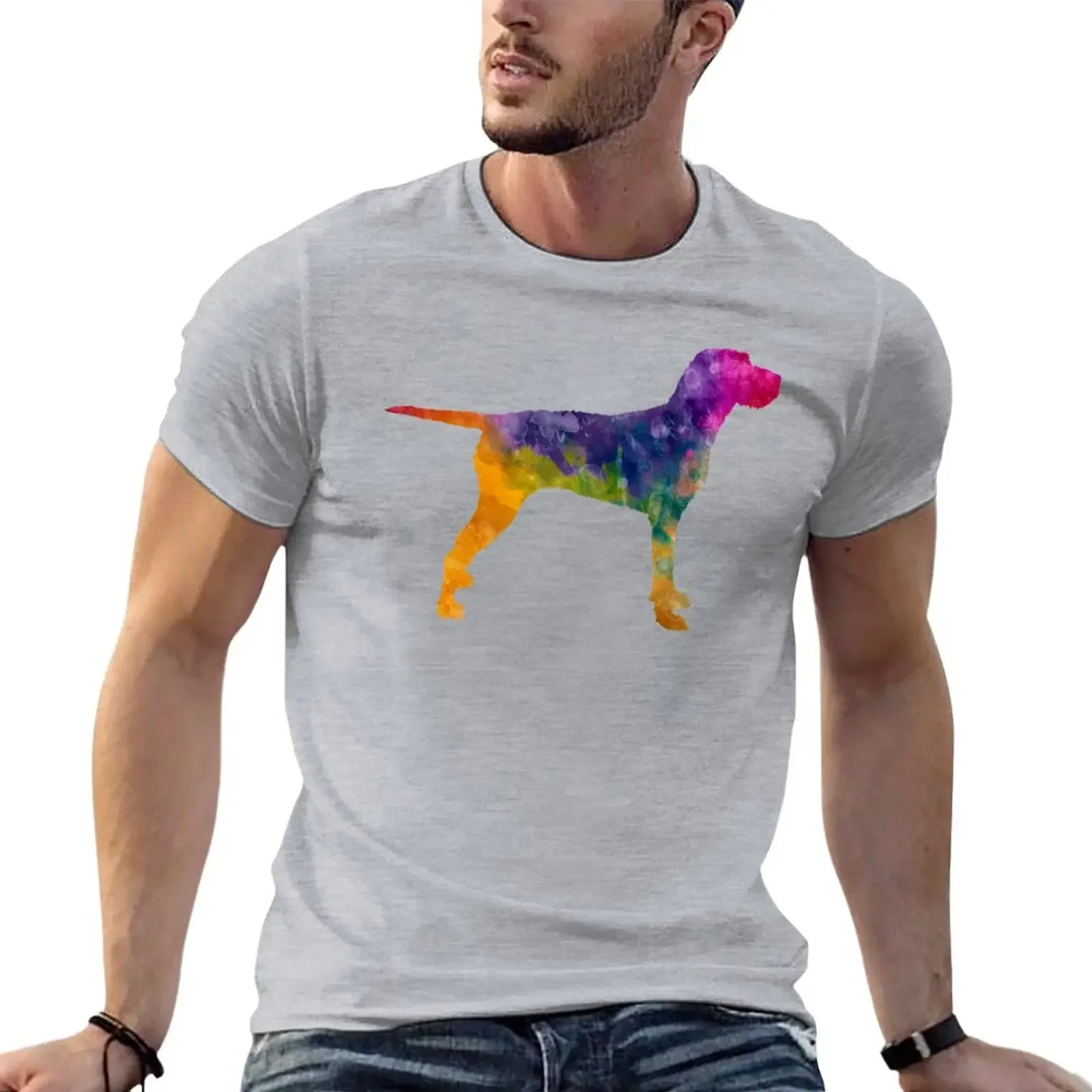 Hungarian Wirehaired Vizsla in watercolor T-Shirt new edition summer tops oversized t shirts for men