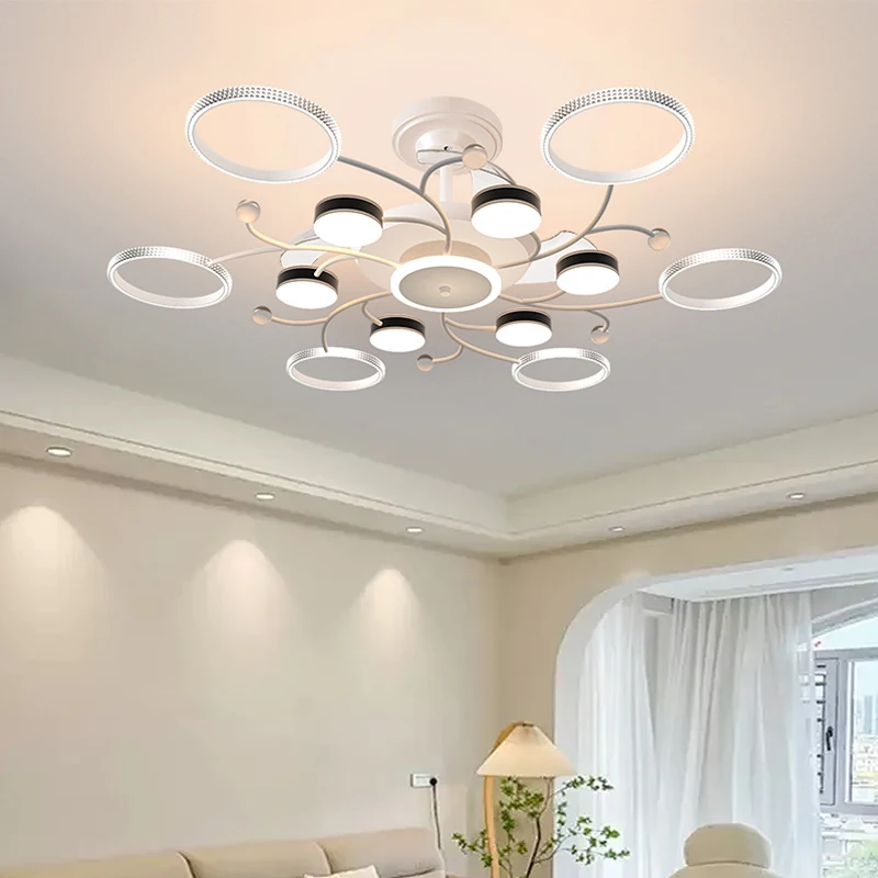 Plafonnier LED au Design Moderne et Minimaliste avec Ventilateur Invisible, Luminaire Décoratif de Plafond, Idéal pour une Chambre à Coucher, un Salon, une Salle à Manger ou un Bureau