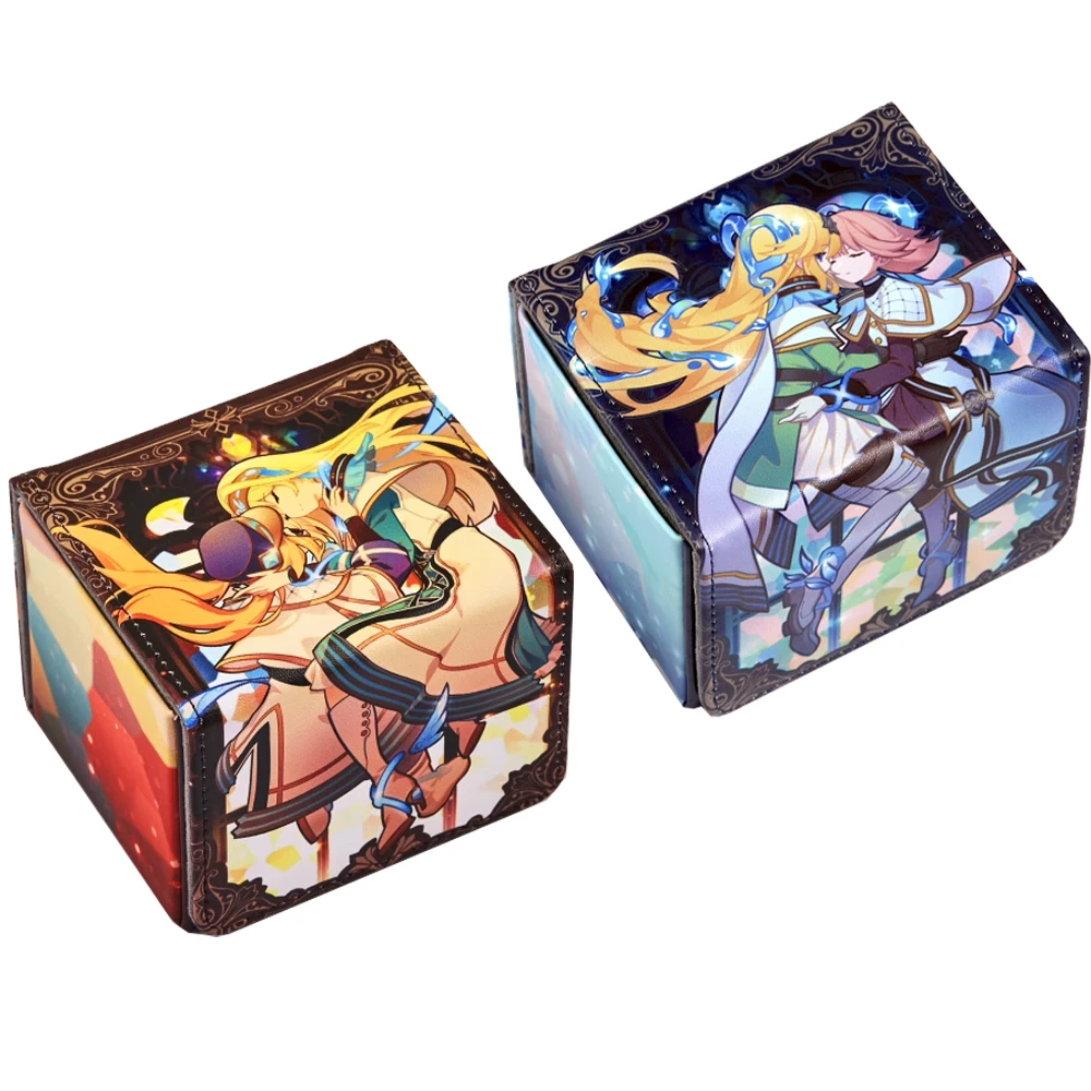 Diy Yu-Gi-Oh! Deck Box Anime Exosister Elis Stella OCG Kartenaufbewahrungsbox Leder Flip Deck Case