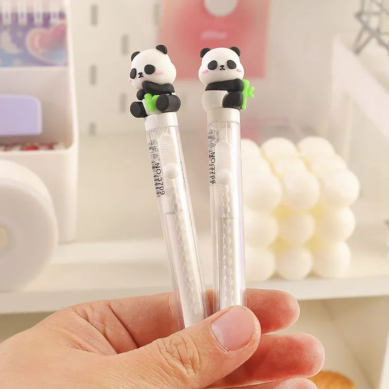 1pcs Cute Panda Eraser Cartoon Panda Telescopic Pencil Eraser School Student Stationery Children Funny Erasers