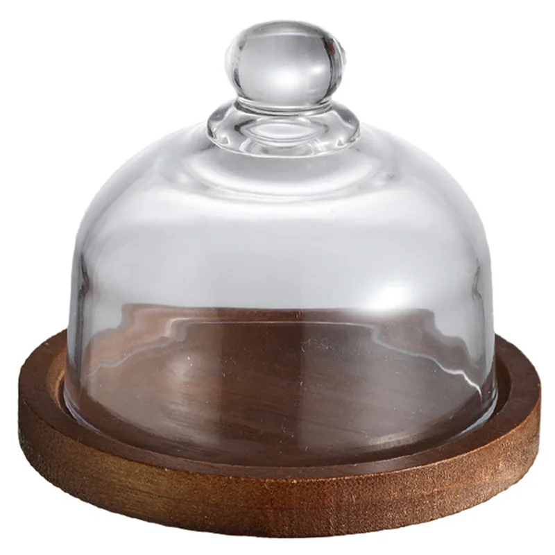 A76X-Organizadores de almacenamiento de artículos diversos, frutas, dulces, nueces, contenedores creativos de vidrio para almacenamiento de alimentos con tapas de madera, aperitivos de cocina