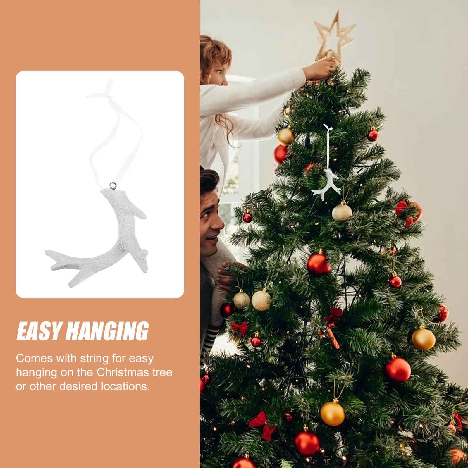 

Rustic Deer Antler Christmas Tree Pendants Decor Xmas Ornaments Resin Fake Antler Hanging Rustic Christmas Decor