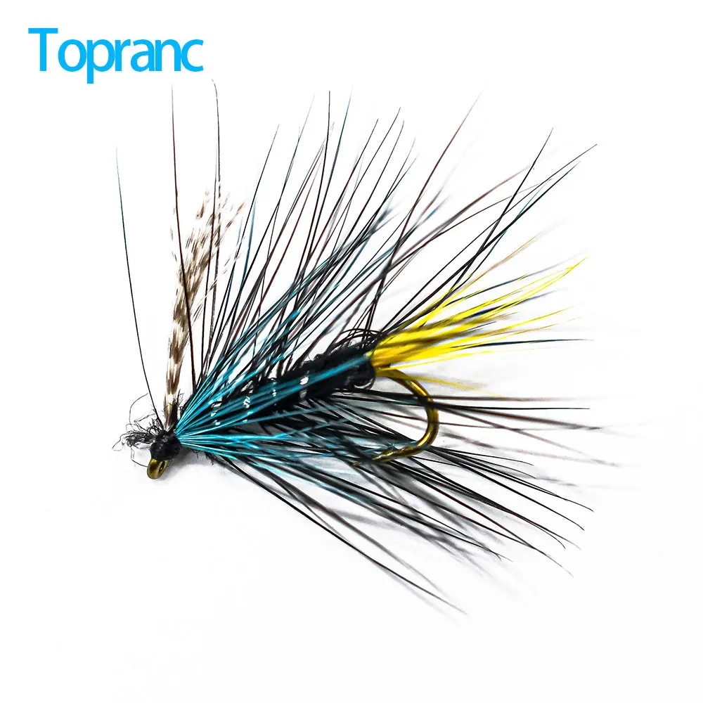 Topranc 12Pcs 12# Nymph Dry Fly Fishing Lures Baits Flies Fly Fishing Sharpened Crank Hook Perfect Decoy for Trout Lures