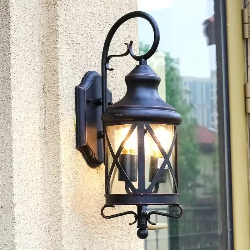 LED outdoor European Nordic style long cylindrical square aluminum lampshade wall light IP65 waterproof light induction
