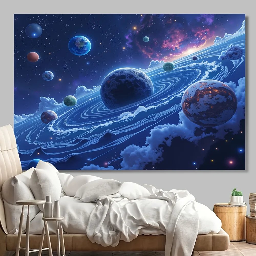 Cosmic Planets Tapestry - Vibrant Galaxy with Nebula and Clouds for Home Decor and Aesthetic Beauty, Perfect for Any Room