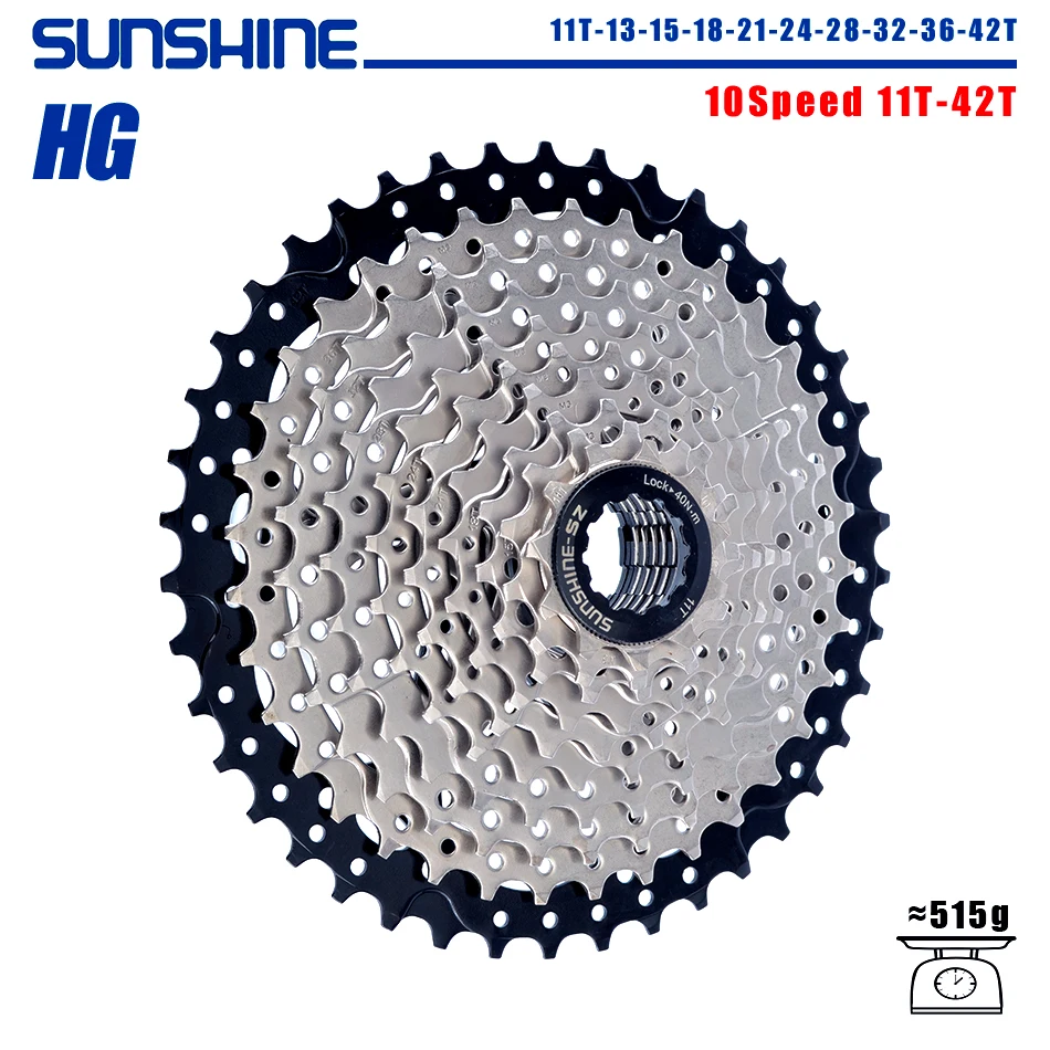SUNSHINE Fahrradkassette 8/9/10/11/12 Geschwindigkeit MTB Kettenrad 11T-32T/36T/40T/42T/46T/50T/52T HG Struktur Freilauf für SHIMANO/SRAM
