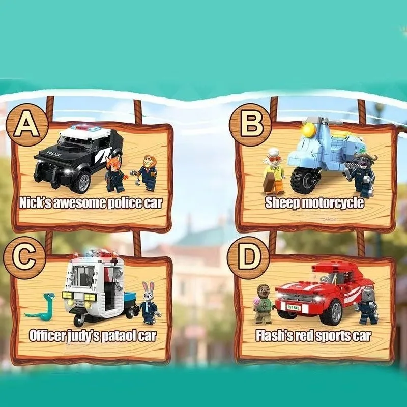 New Disney Anime Building Blocks Cartoon Zootopia 2 Judy Fox Nick Miniature Model Ornament Toy Adult Children Surprise Gift