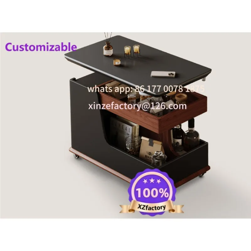 Customizable Lifting Slate Desktop Side Couple Living Room Side Cabinet Movable Cart Multifunctional
