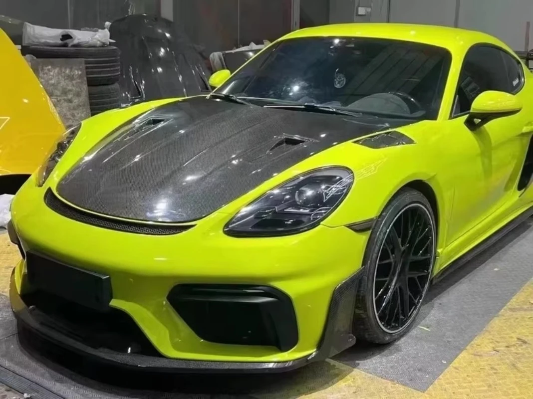 

GT4 Front Bumper with GT4 RS Dry Carbon Front Splitters and Lip for Cayman 981upgrade to 718 GT4 RS Style Body Kits PP