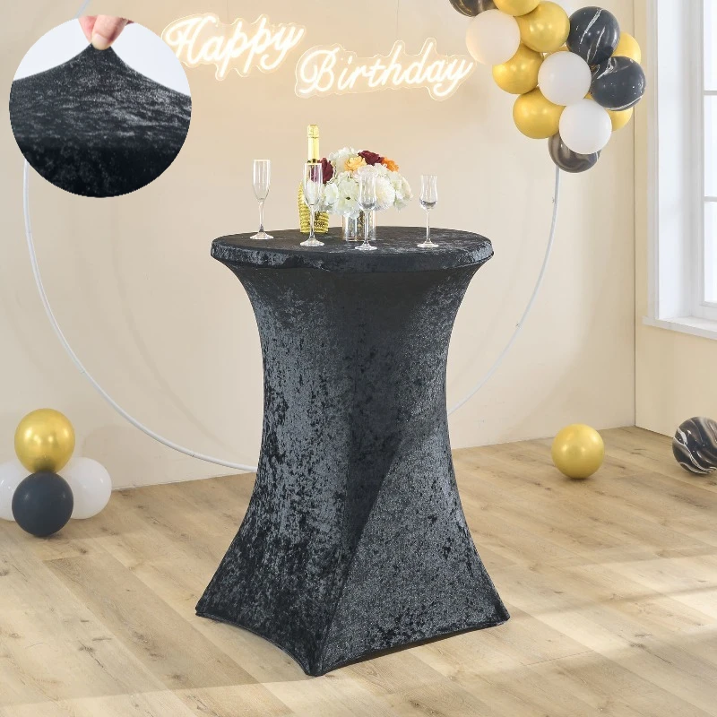 80x110cm Height Stretch Velvet Jacquard Cocktail Table Cover Spandex Table Cloth Banquet Hotel Party Wedding Table Cloth Decor