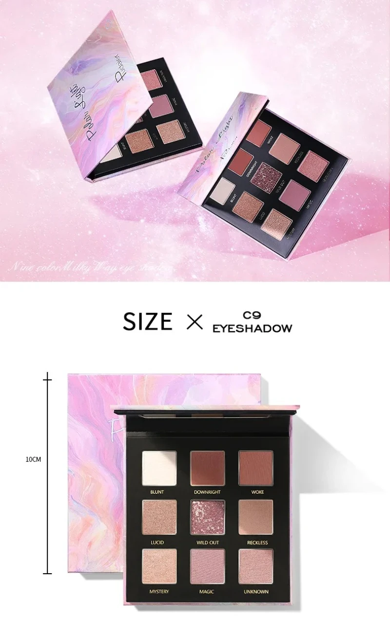 Pudaier neve lantejoulas 9 cores paleta de sombra de olho glitter floco de neve diamante rosa sombra de olho encantador contorno olhos compõem palete