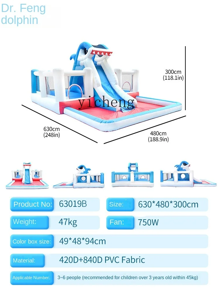 YY Inflatable Castle Indoor and Outdoor Children Trampoline Slide Jumping Bed Naughty Castle Toys