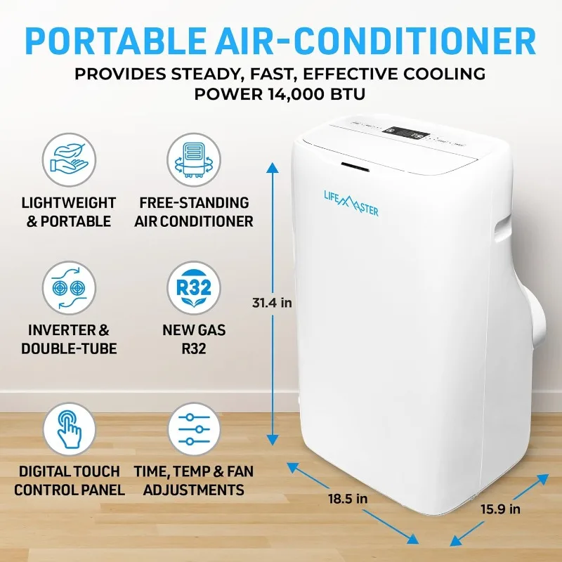 Ar condicionado portátil LMDUAL44 LMPAC, mangueira dupla de 14,000 BTU, branco