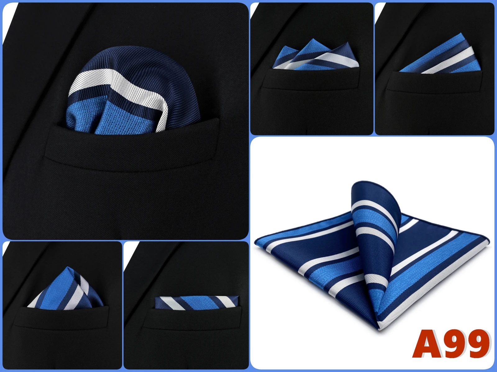 Luxury Mens Pocket Square Handkerchief Multiple Designs Classic Suit Hanky Large Striped Gentlemen Wedding Party Gift for Men