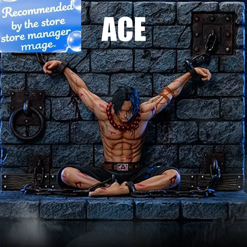 

22cm One Piece Portgas·D· Ace Figure Team Prison Name Whitebeard Pirates Captain Of The Second Anime Christmas Gifts Scene Model