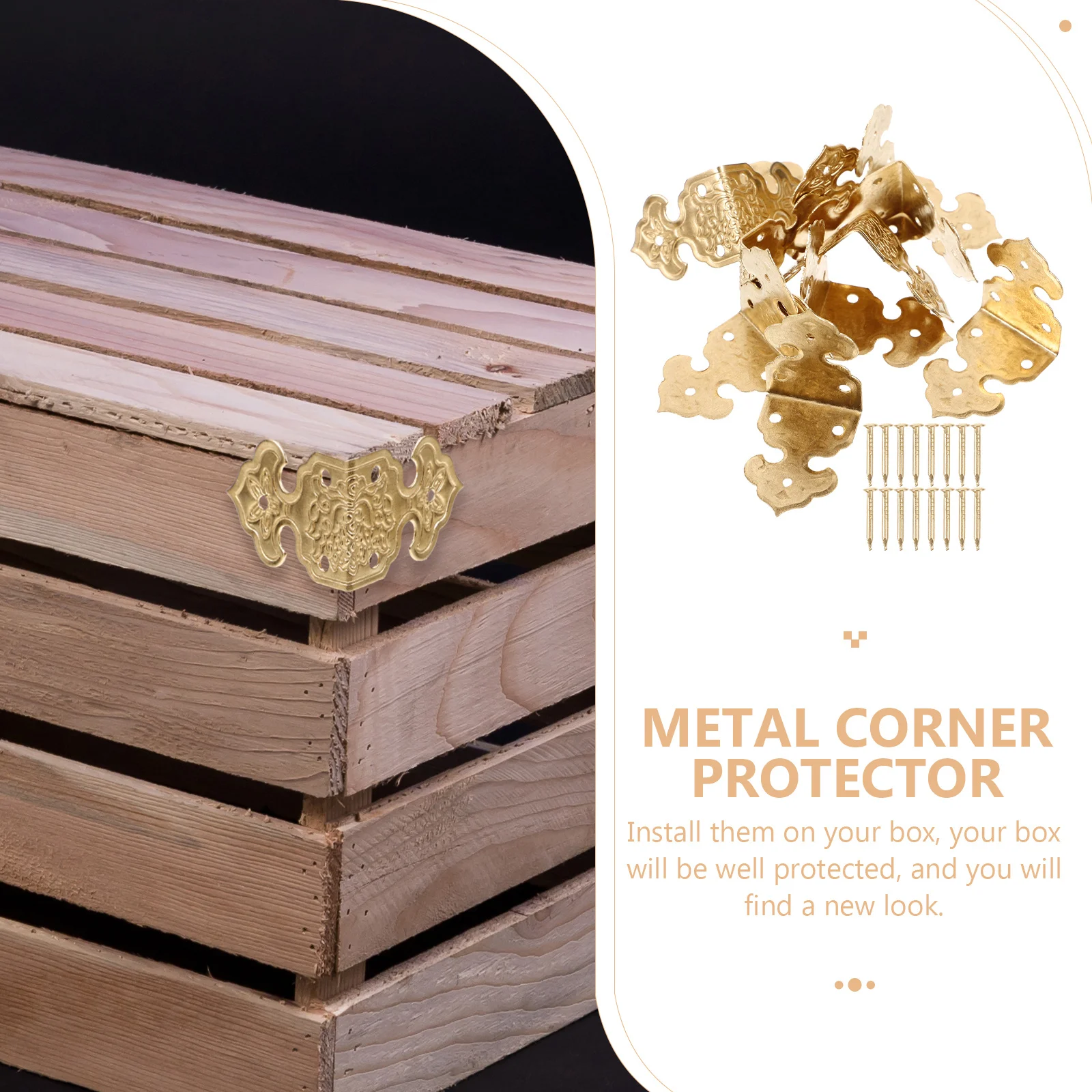 

1Set Corner Protectors Metal Brass Finish for Book Edge Guard Retro Style Decorative Furniture Reinforcement