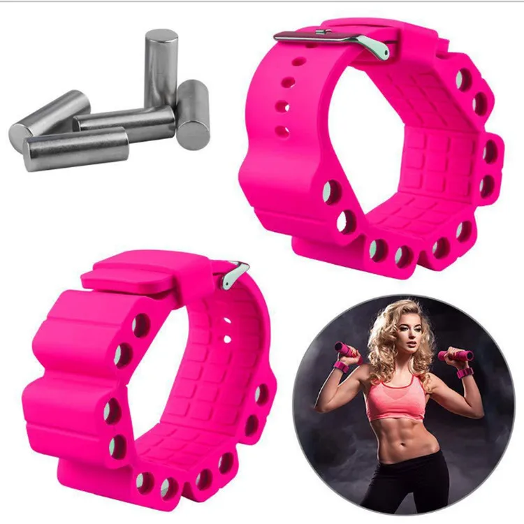 Adjustable Remove/Insert Metal Steel Column Weight-Bearing Silicone Ankle Strap Wristband Strengthening Yoga Fitness Bracelet