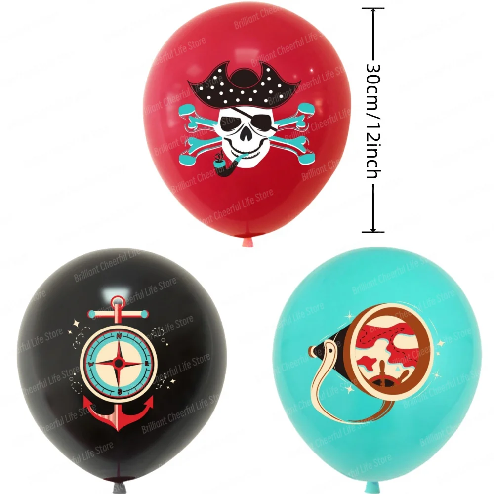 Caribbean Pirates Theme Pirate Skull Latex Balloons for Nautical Birthday Baby Shower Party Decorations Kid's Event Supplies