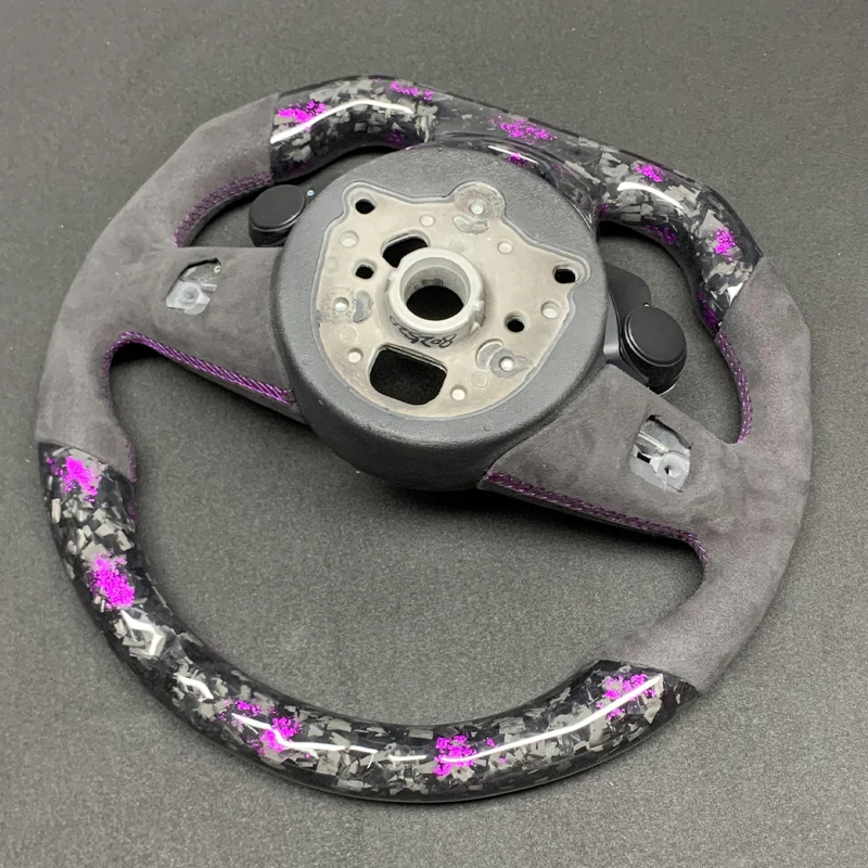 Customized LED Purple Forged Carbon Fiber steering wheel for Audi B9 A3 A5 RS3 RS4 RS5 S3 S4 S5 2018 2019 2020 2021 2022 Sports