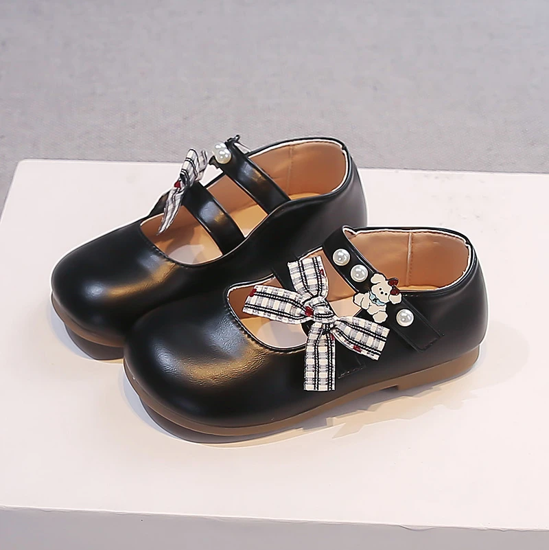 Girls Dance Shoes Round Toes Versatile Sweet Princess Shoes for Kids 2026 New Fashion Children Flat Shoes Cute Bows