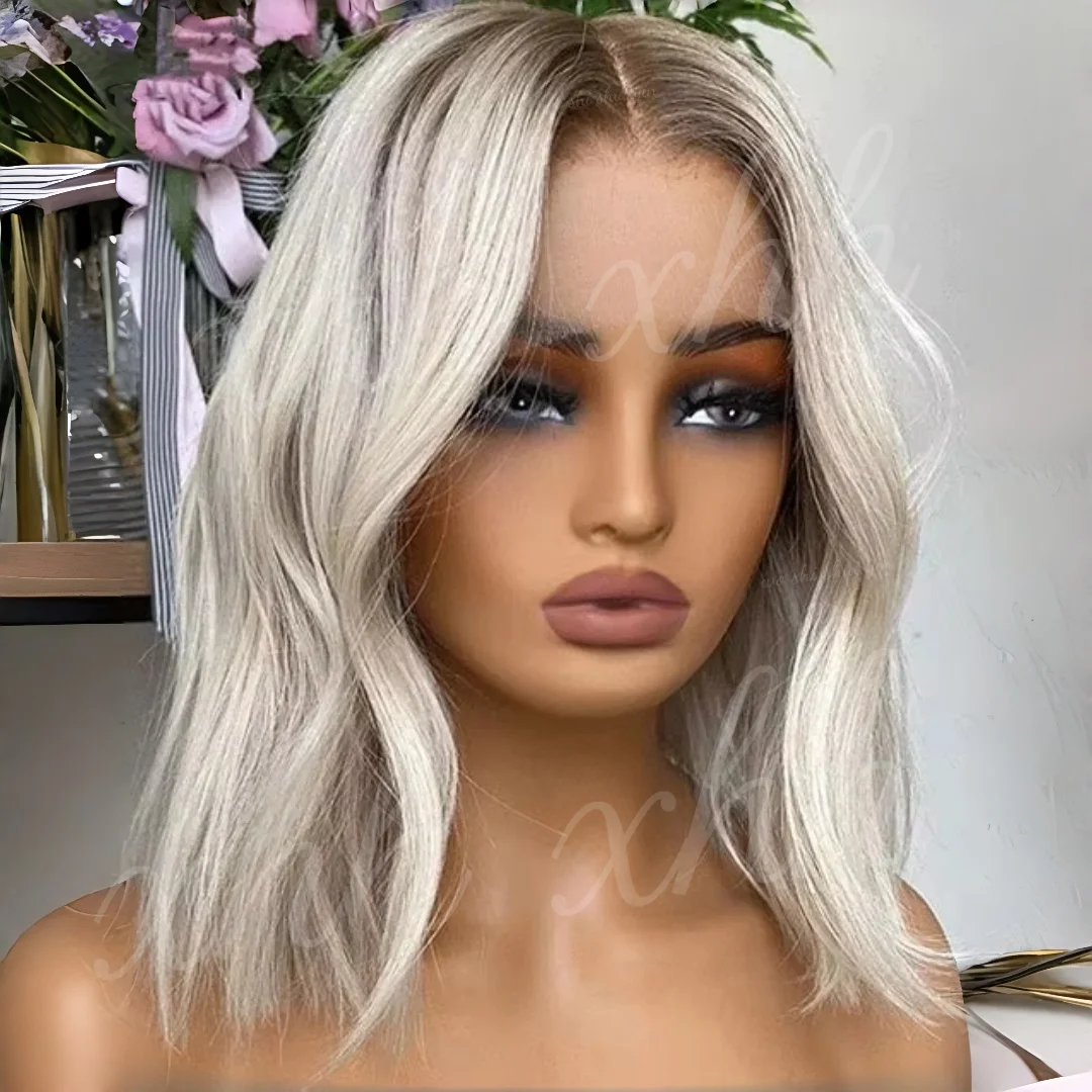 14Inch Natural 150 Density Highlight Blonde Wave 100% Human Hair 13x4 Front Lace Wig High Quality Pre-plucked Baby Hair Daily