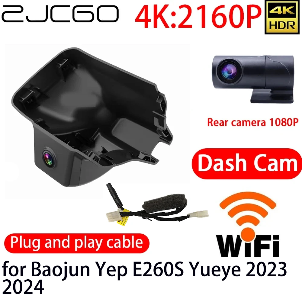 

ZJCGO 4K DVR Dash Cam Wifi Front Rear Camera 24h Monitor for Baojun Yep E260S Yueye 2023 2024