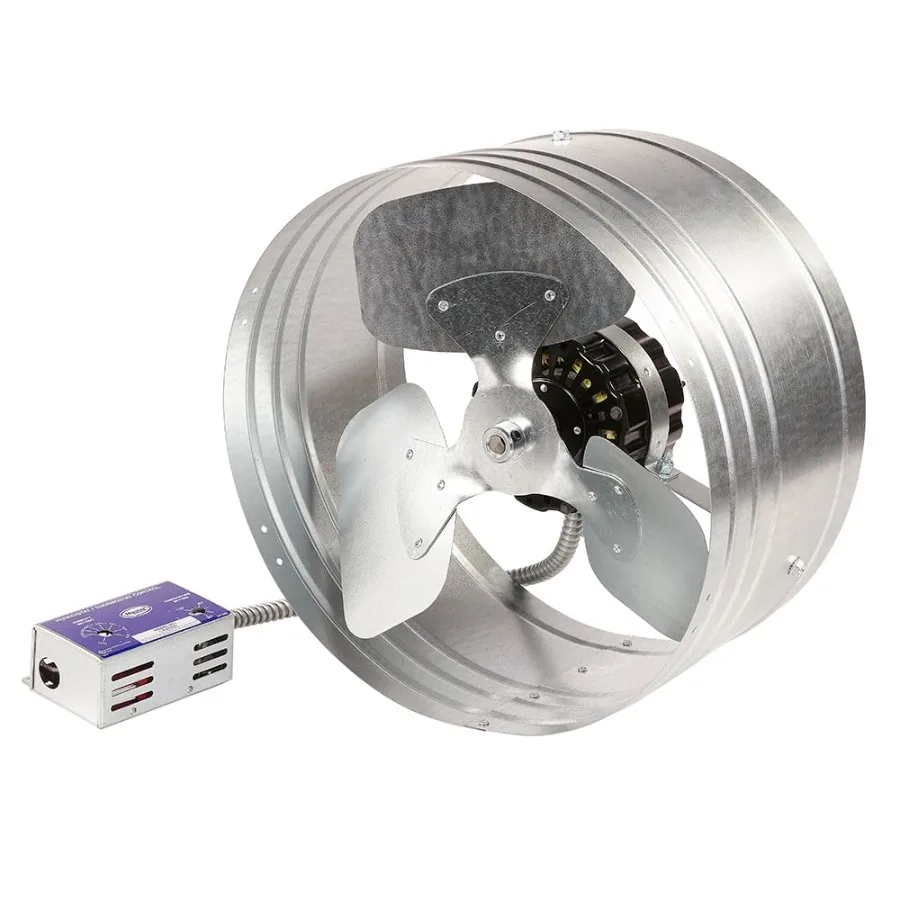 مروحة جبل GAF 1600 CFM مع ترموستات Humidstat HT1: سهلة التركيب وتهوية عادم فعالة وتدفق هواء عالي