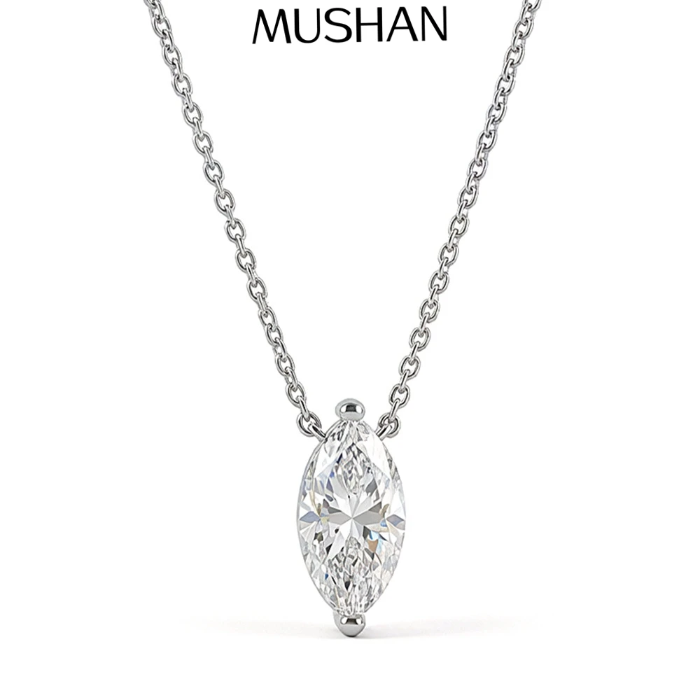 

MuShan Luxury Jewelry 925 Sterling Silver Necklace 18IN Heart Moissanite Easter 18K Gold Plated for Her MST Patent 18INs